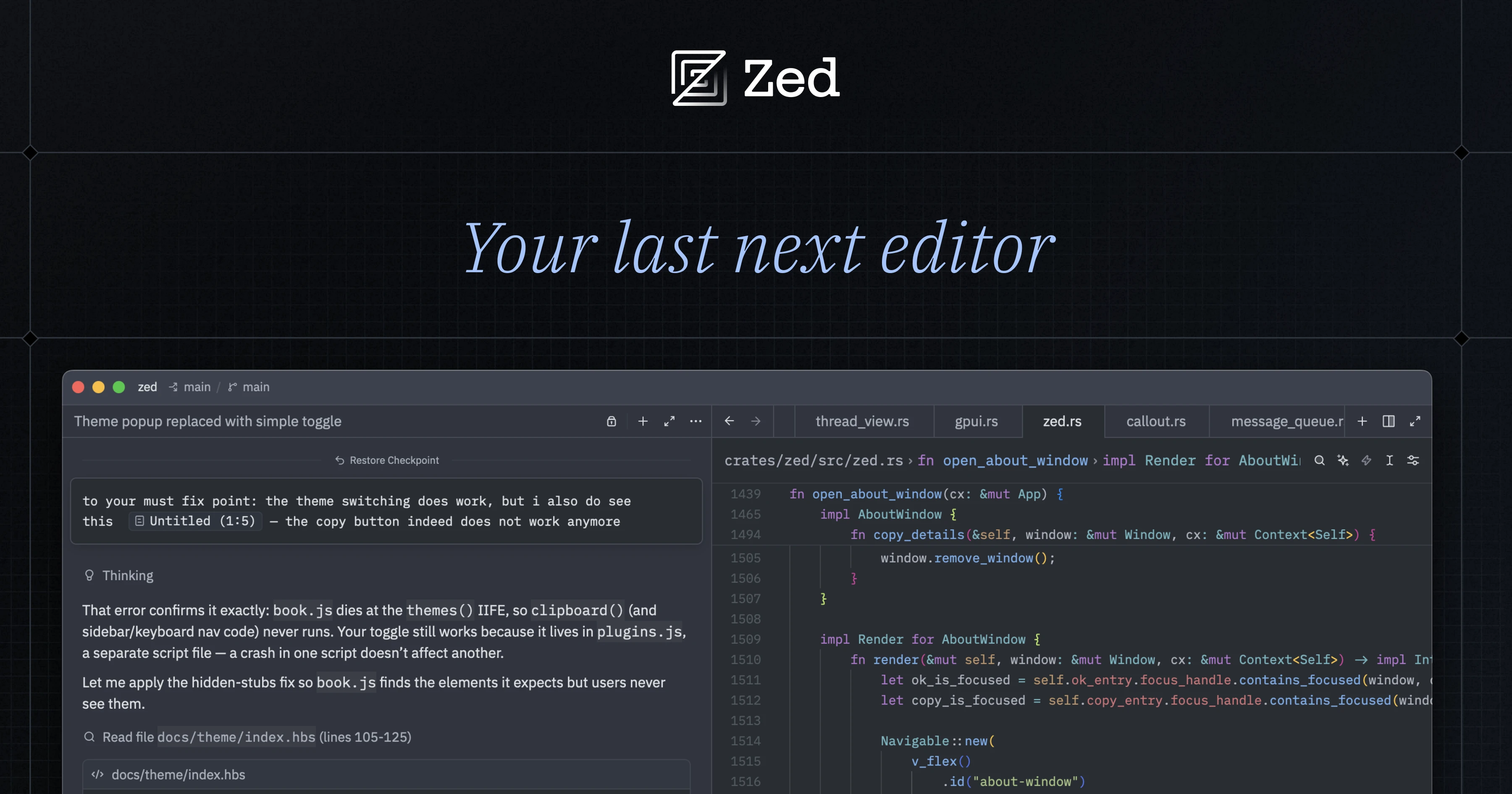 Zed website preview